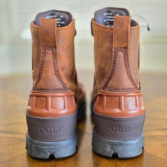 Polo Ralph Lauren Oslo Waterproof Leather-Suede Boots Brown Men's Size 10 High - Picture 4 of 10